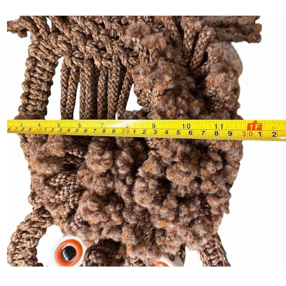 Vintage Macrame Owl Wall Hanging Decor Woodland Boho Retro Handmade MCM 70s